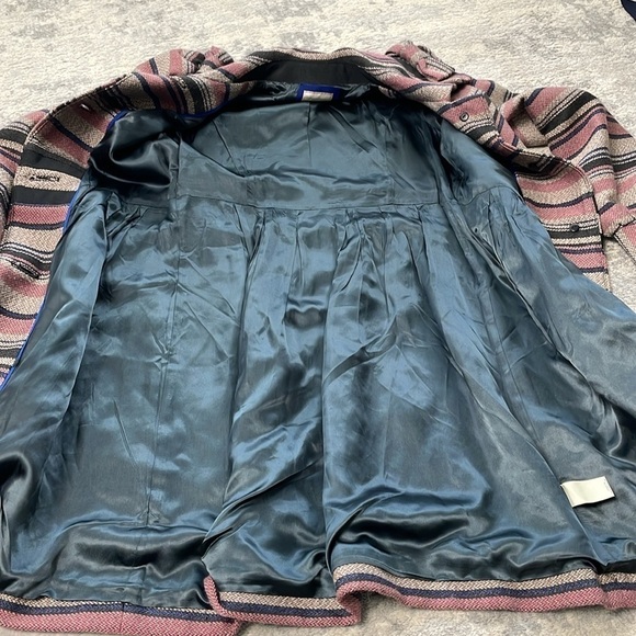 Anthropologie Elevenses Pattern Makers Coat Stripe Colorblock Bow Shoulder 6 - Picture 15 of 16